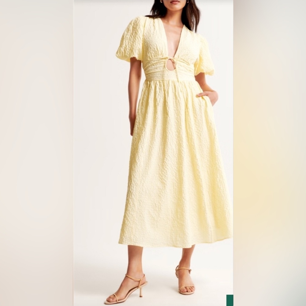 Abercrombie & Fitch Yellow Textured Maxi Dress